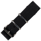 time+ Ballistic Nylon Military Watch Strap Black - Polished