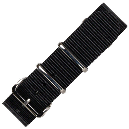 time+ Ballistic Nylon Military Watch Strap Black - Polished