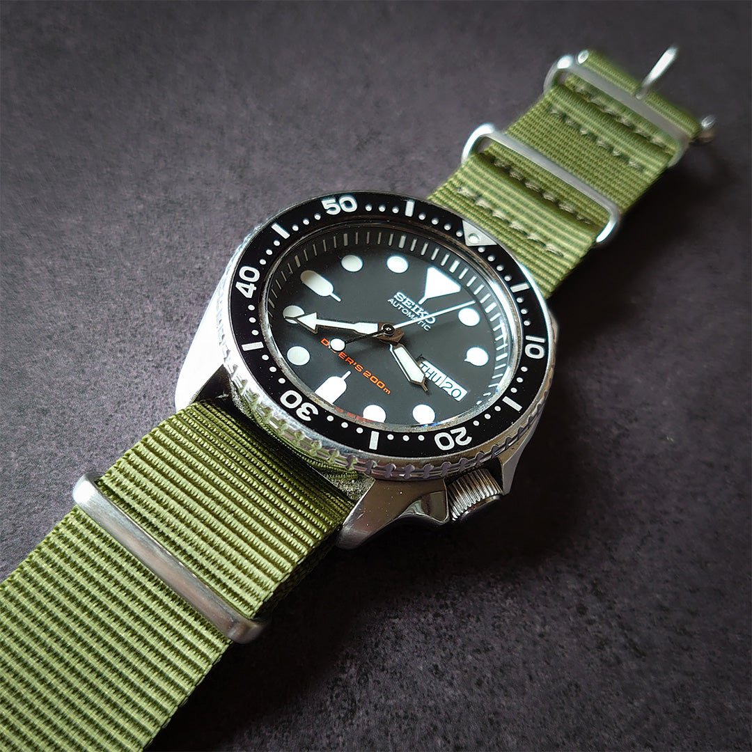 time+ Ballistic Nylon Military Watch Strap Olive - Brushed