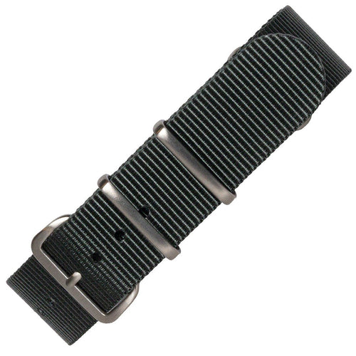 time+ Ballistic Nylon Military Watch Strap Dark Grey - Brushed