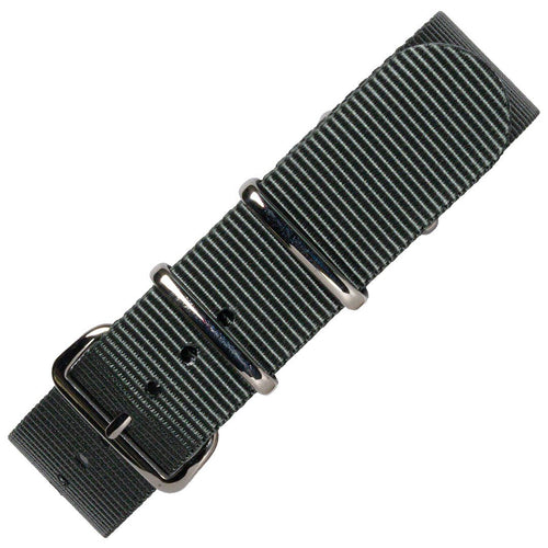 time+ Ballistic Nylon Military Watch Strap Dark Grey - Polished