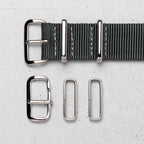 time+ Ballistic Nylon Military Watch Strap Dark Grey - Polished