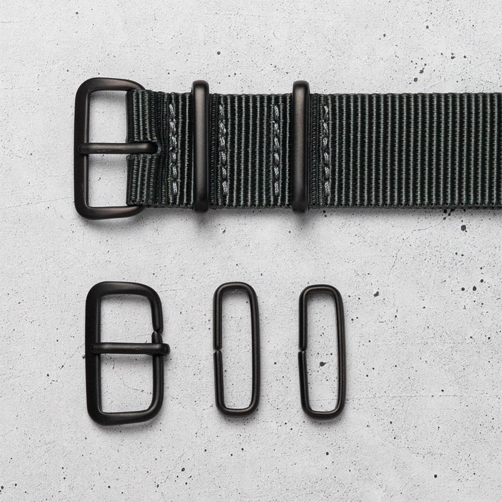 time+ バリスティックナイロン ミリタリーストラップ 腕時計ベルト ダークグレー - Matte Black
