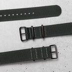 time+ Ballistic Nylon Military Watch Strap Dark Grey - Matte Black