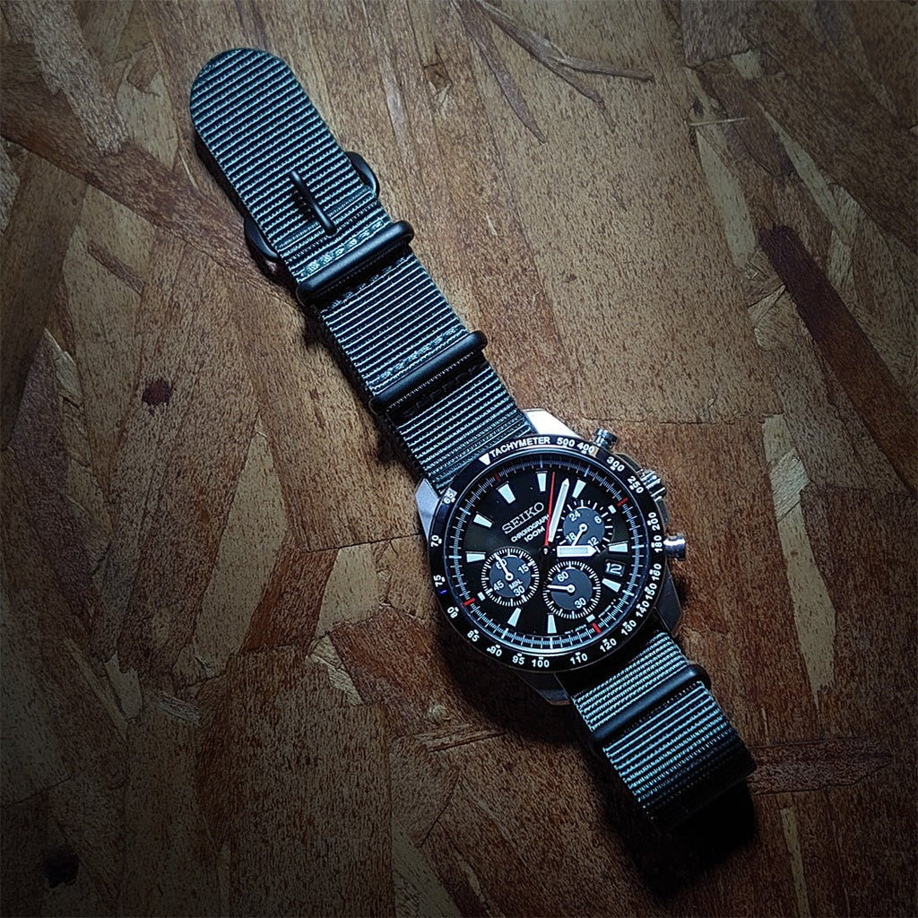 time+ Ballistic Nylon Military Watch Strap Dark Grey - Matte Black
