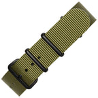 time+ Ballistic Nylon Military Watch Strap Olive - Matte Black