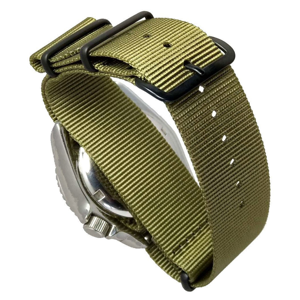 time+ Ballistic Nylon Military Watch Strap Olive - Matte Black