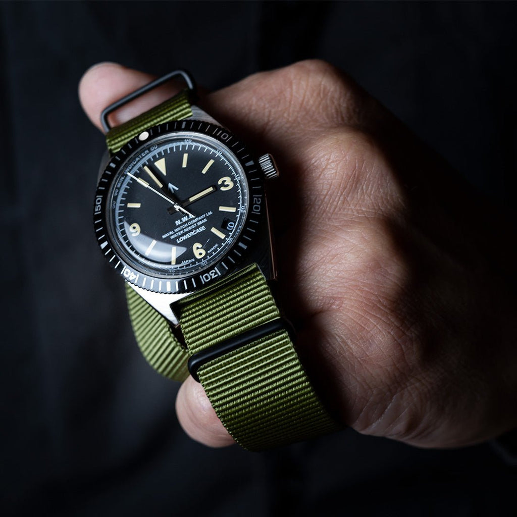 time+ Ballistic Nylon Military Watch Strap Olive - Matte Black