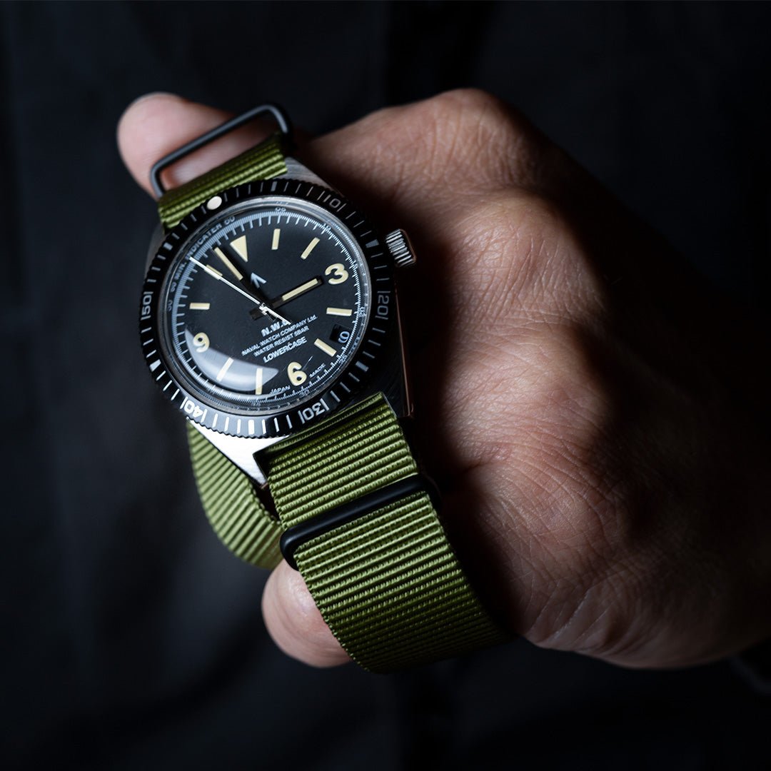 time+ Ballistic Nylon Military Watch Strap Olive - Matte Black
