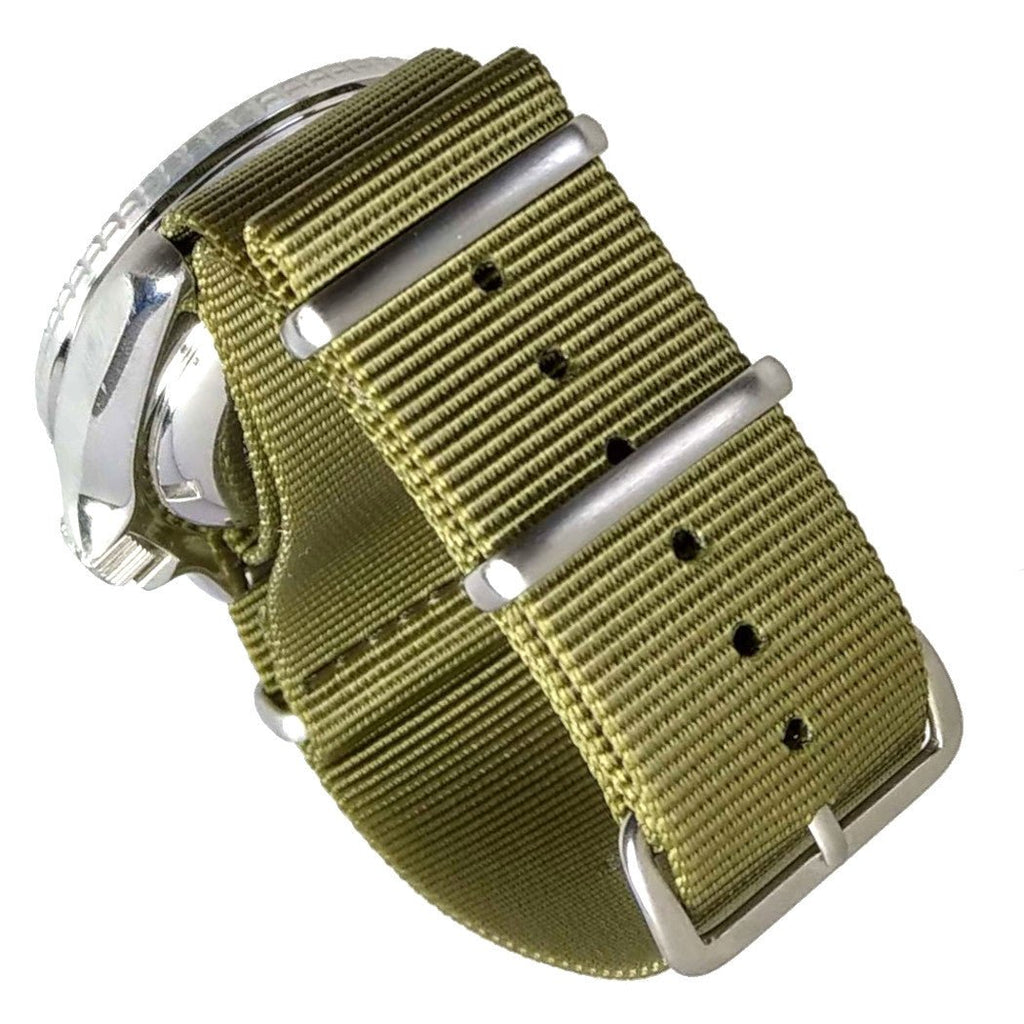 time+ Ballistic Nylon Military Watch Strap Olive - Brushed