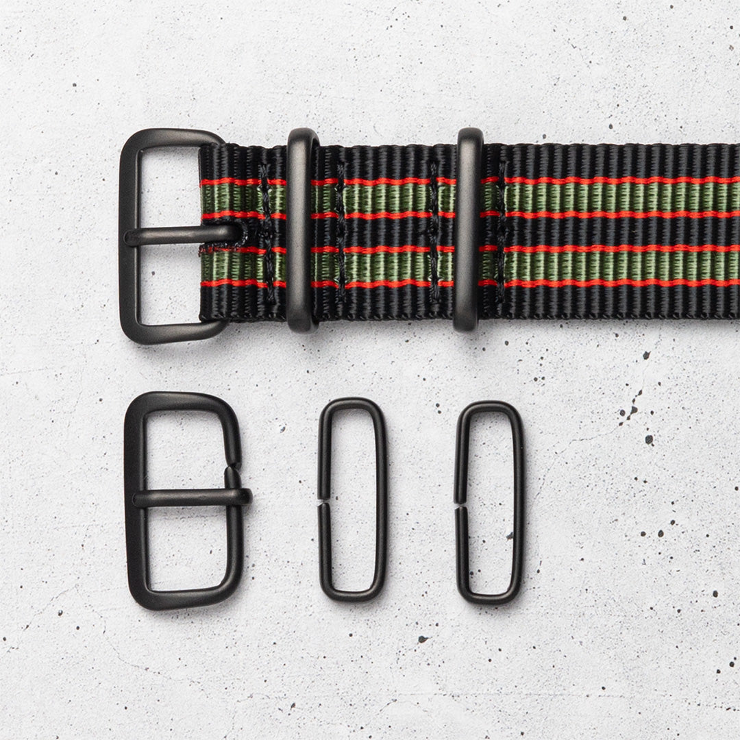 time+ Ballistic Nylon Military Watch Strap Vintage Bond - Matte Black