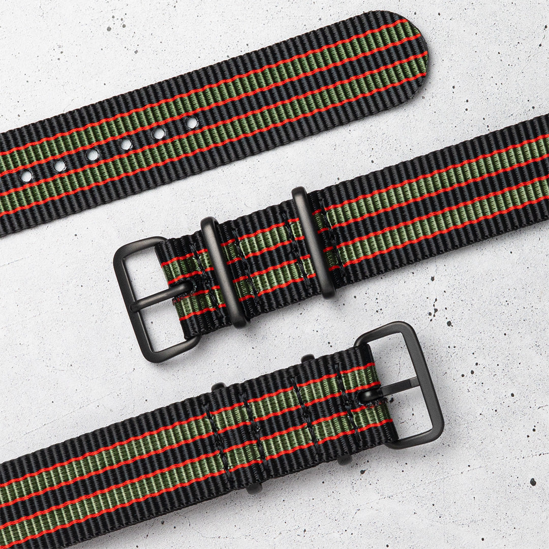 time+ Ballistic Nylon Military Watch Strap Vintage Bond - Matte Black