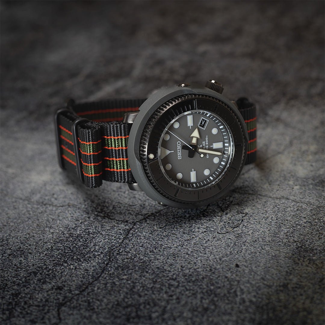 time+ Ballistic Nylon Military Watch Strap Vintage Bond - Matte Black