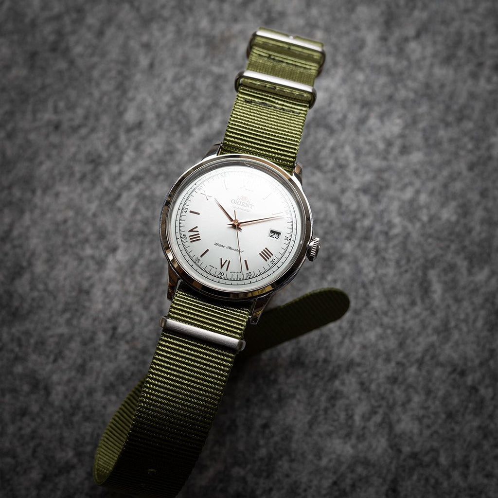 time+ Ballistic Nylon Military Watch Strap Olive - Brushed