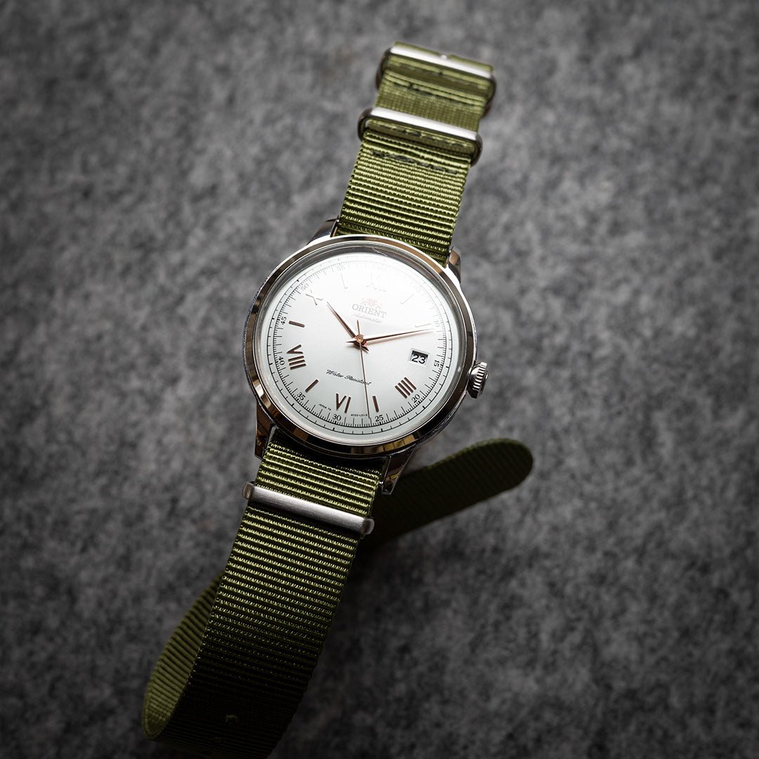 time+ Ballistic Nylon Military Watch Strap Olive - Brushed