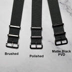 time+ Ballistic Nylon Military Watch Strap Dark Grey, Hardware Options