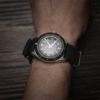 time+ Perlon Military Watch Strap Black - Brushed
