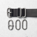 time+ 5 - ring Black Leather Military Watch Strap