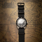 Perlon Military Watch Strap Black - Matte Black on Naval Watch