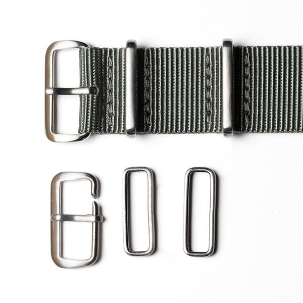 time+ Ballistic Nylon Military Watch Strap / Light Grey - Brushed, Buckle