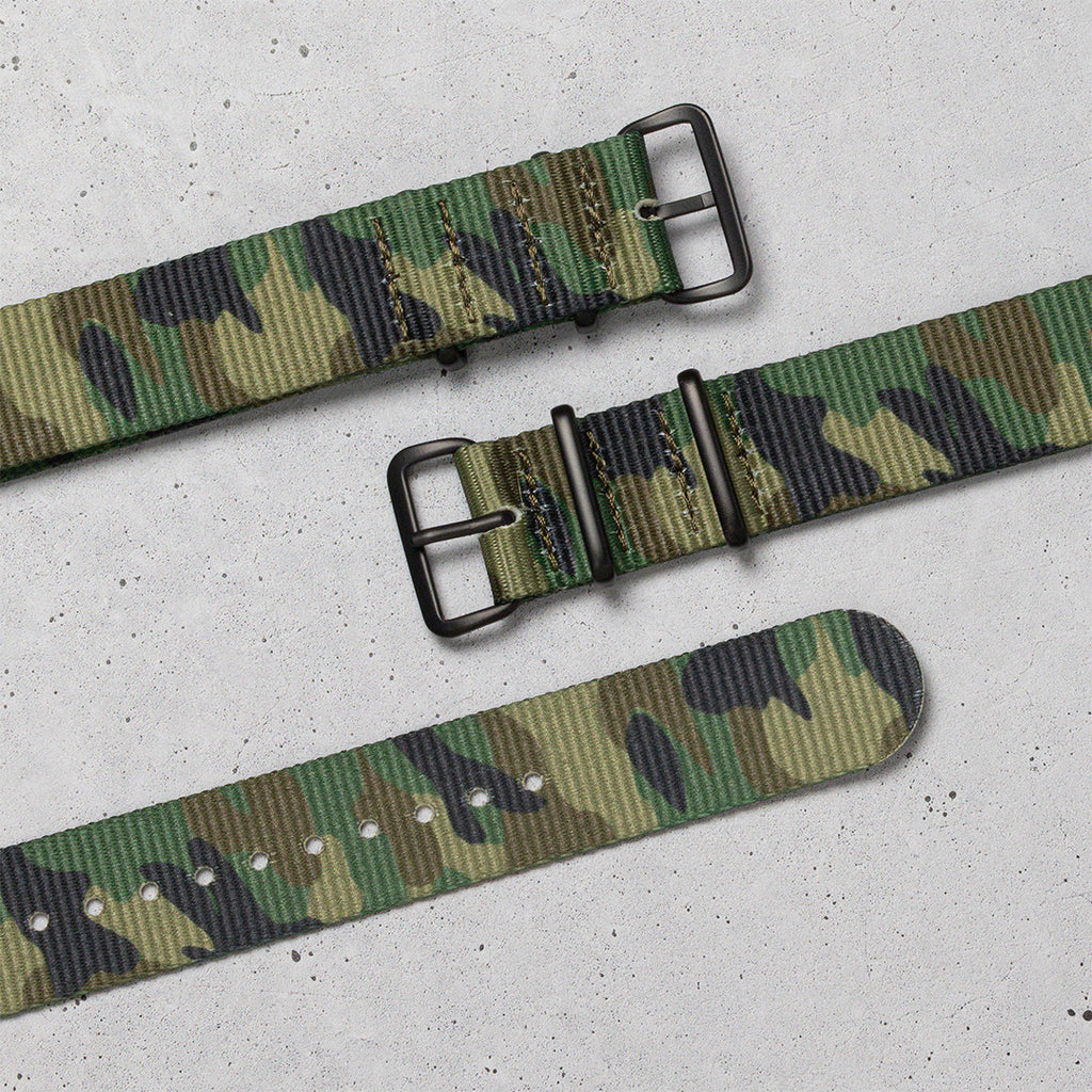 time+ Camouflage Nylon Military Watch Strap - Matte Black