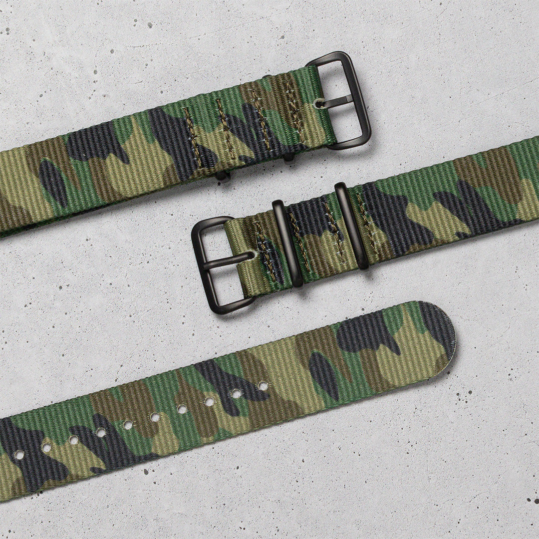 time+ Camouflage Nylon Military Watch Strap - Matte Black