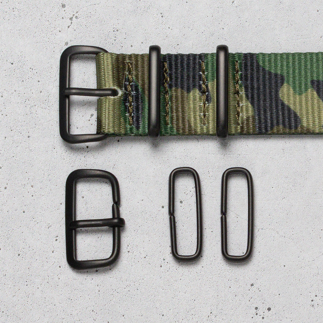 time+ Camouflage Nylon Military Watch Strap - Matte Black