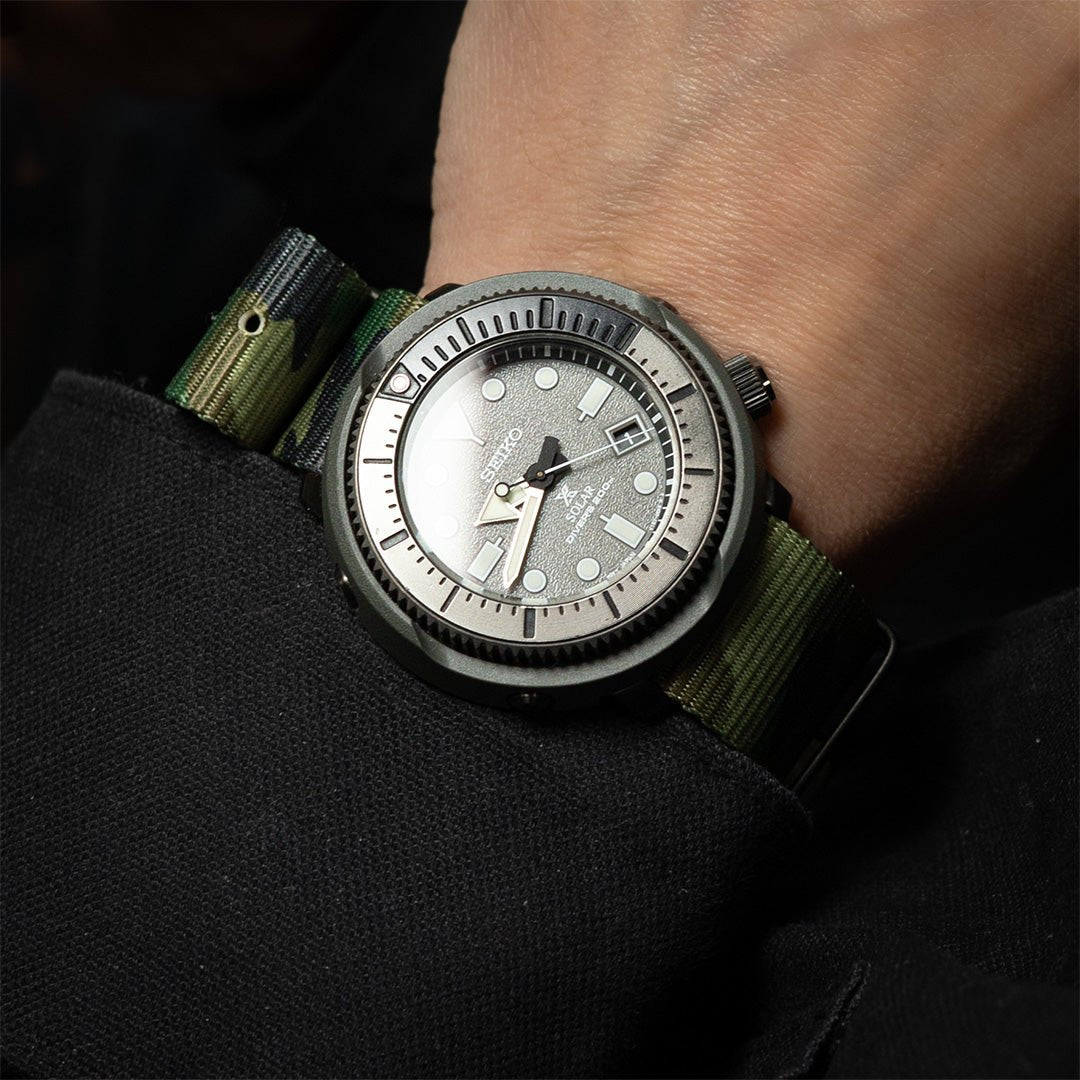 time+ Camouflage Nylon Military Watch Strap - Matte Black