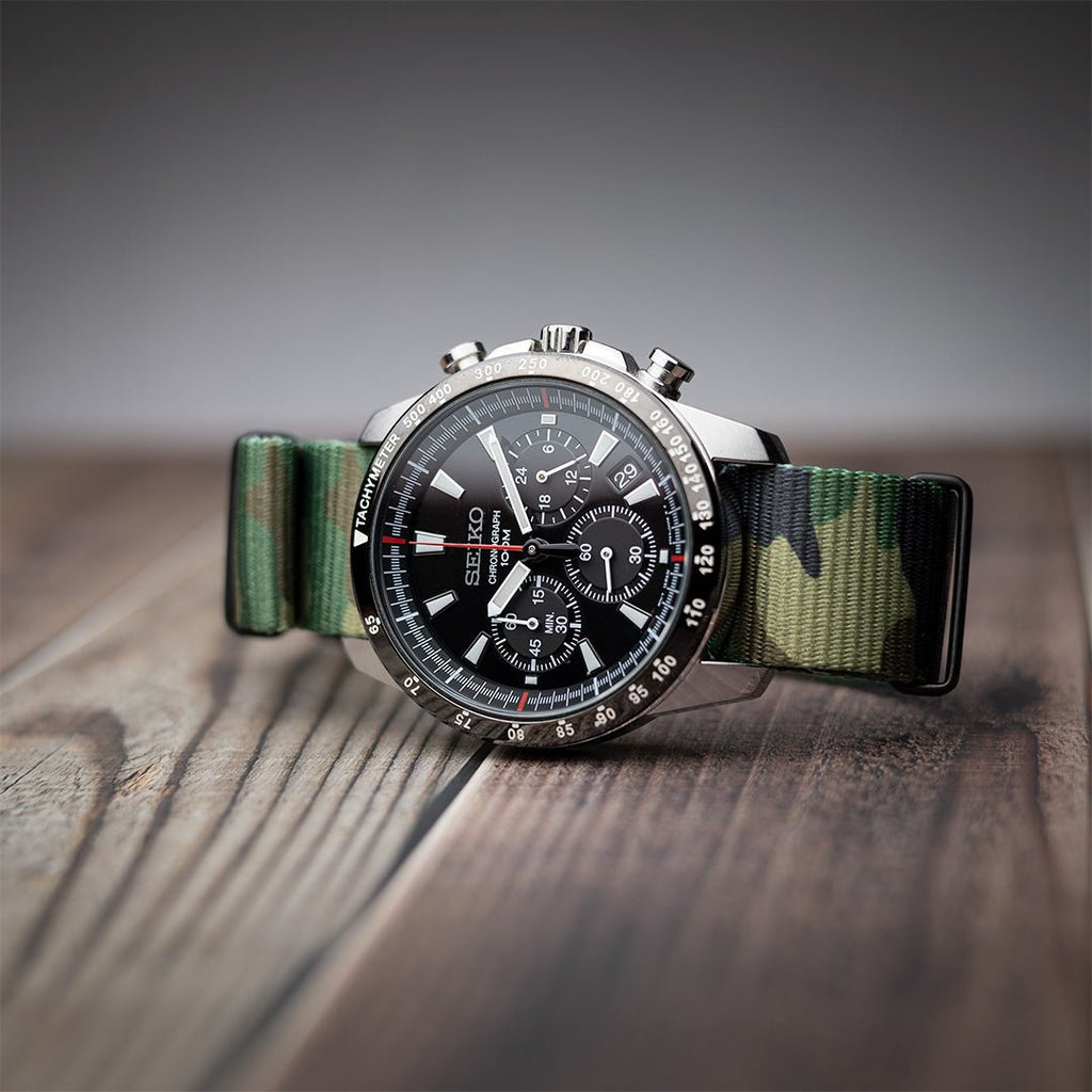time+ Camouflage Nylon Military Watch Strap - Matte Black