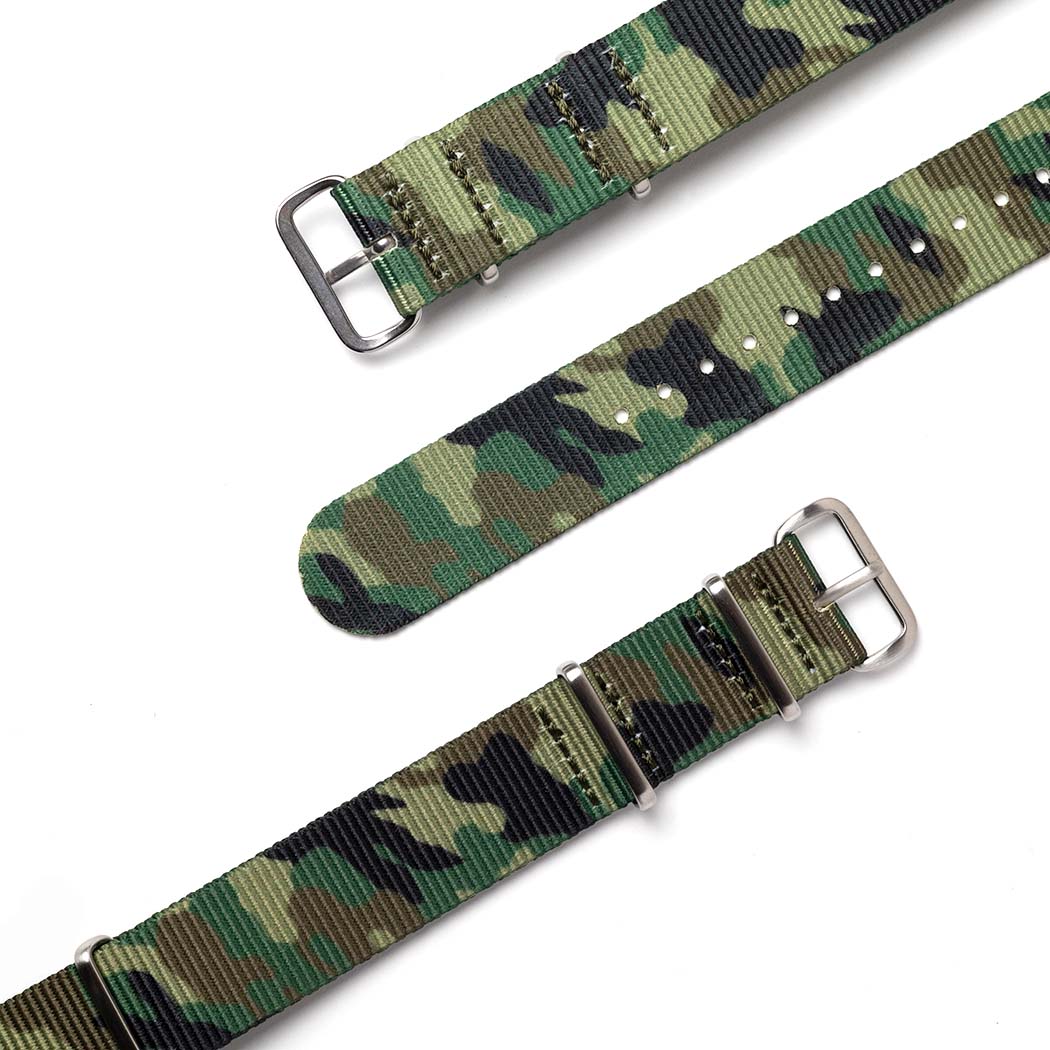 time+ Camouflage Nylon Military Watch Strap - Brushed