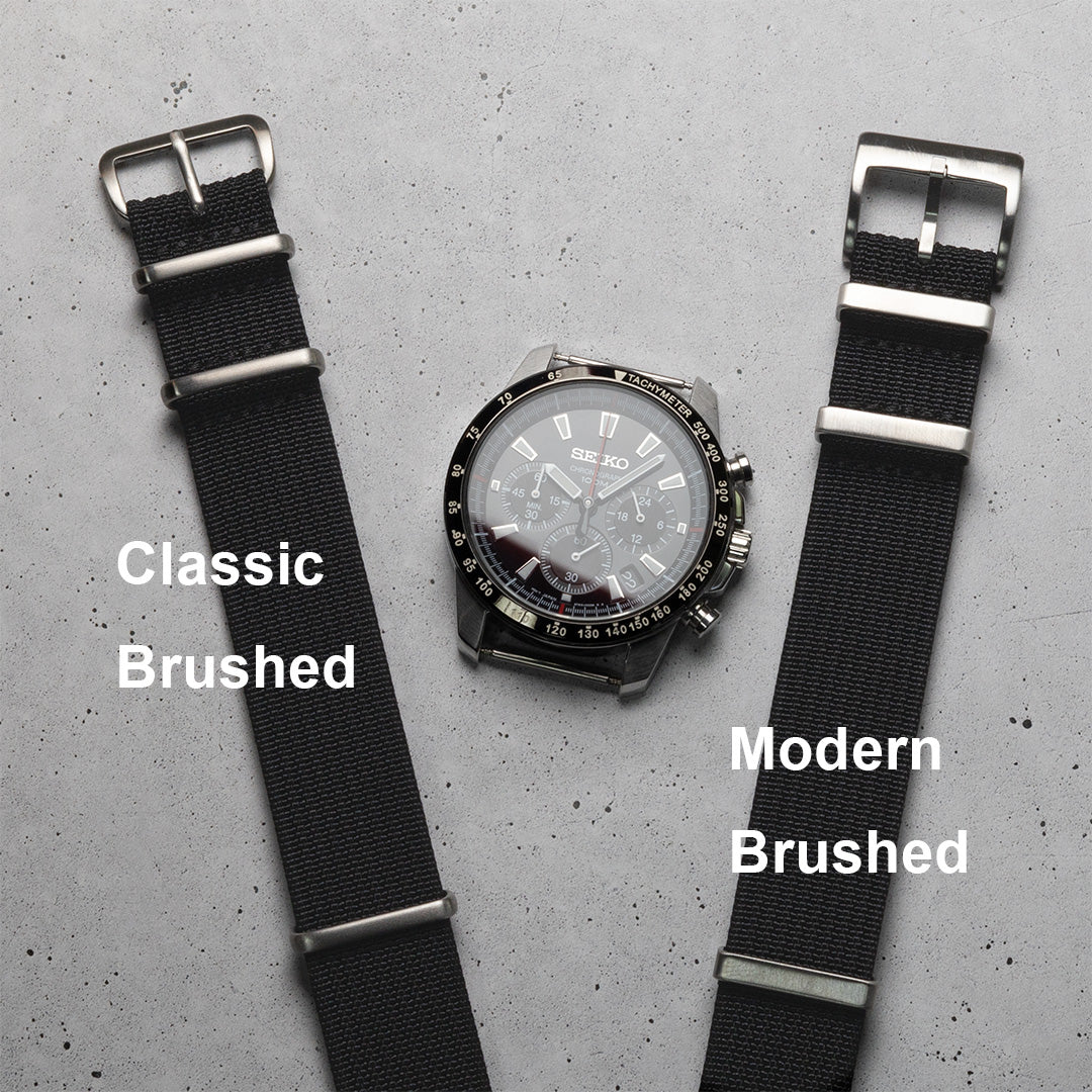 time+ Ribbed Nylon Military Watch Strap Black