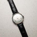 time+ 2 Piece Crocodile Embossed Leather Watch Strap Band Black