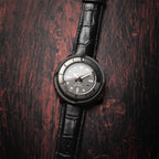 time+ 2 Piece Crocodile Embossed Leather Watch Strap Band Black