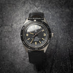 time+ 2 Piece Crocodile Embossed Leather Watch Strap Band Black