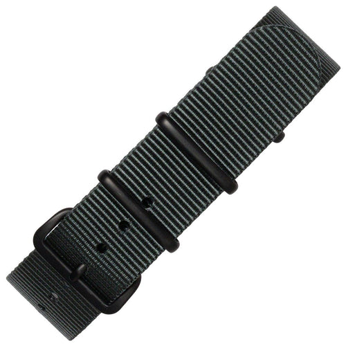time+ Ballistic Nylon Military Watch Strap Dark Grey - Matte Black