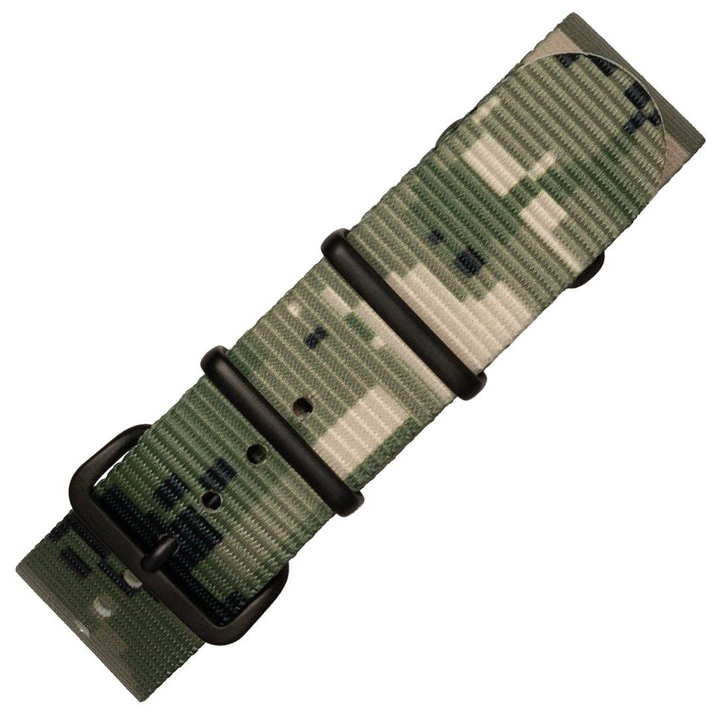 time+ Digital Camo Nylon Military Watch Strap - Matte Black