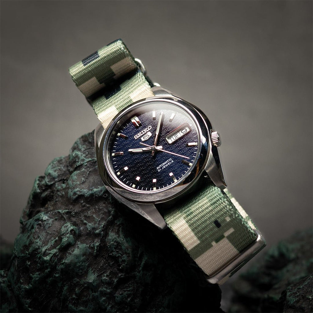 time+ Digital Camo Nylon Military Watch Strap - Brushed