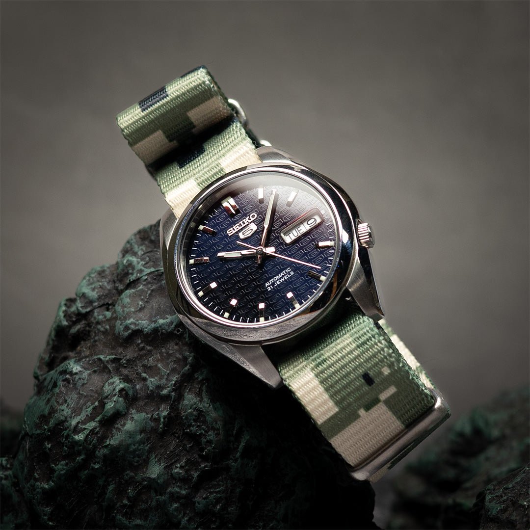 time+ Digital Camo Nylon Military Watch Strap - Brushed