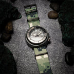 time+ Digital Camo Nylon Military Watch Strap - Matte Black