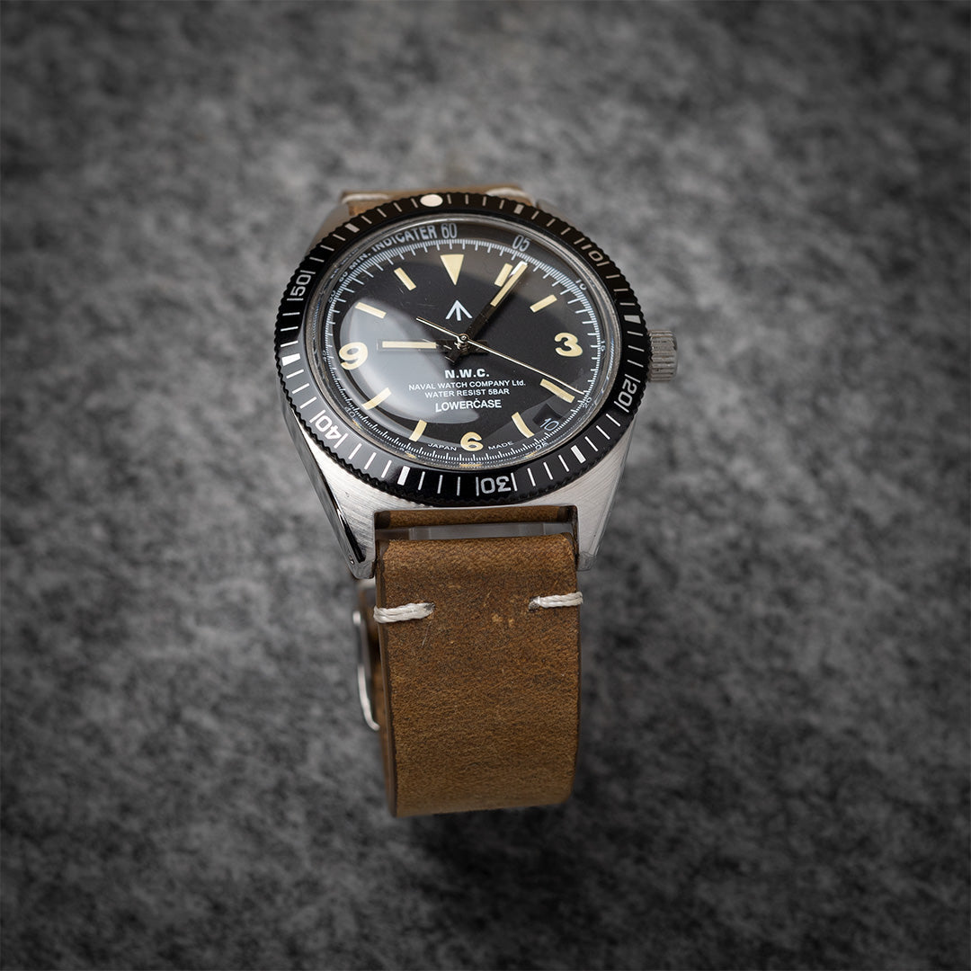 time+ 2 Piece Distressed Leather Watch Strap Vintage Brown