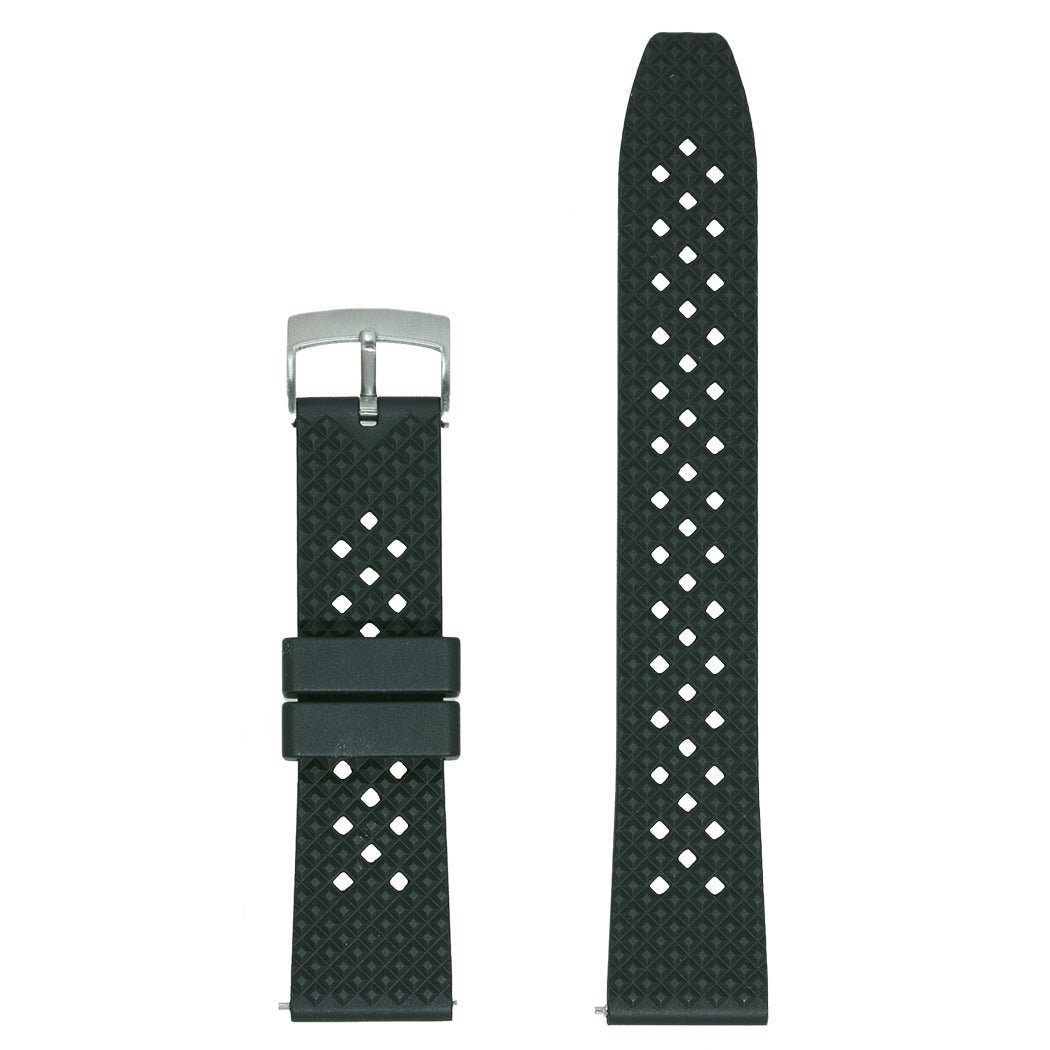 time+ FKM Rubber Tropical Quick Release Watch Strap Black