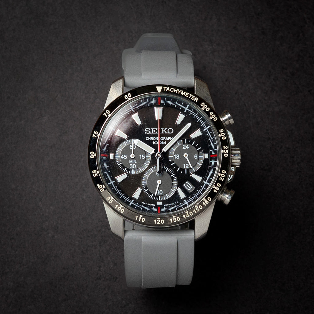 time+ FKM Rubber Raised Line Quick Release Watch Strap Grey
