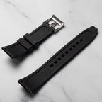 time+ FKM Rubber Raised Line Quick Release Watch Strap Black