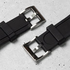 time+ FKM Rubber Raised Line Quick Release Watch Strap Black