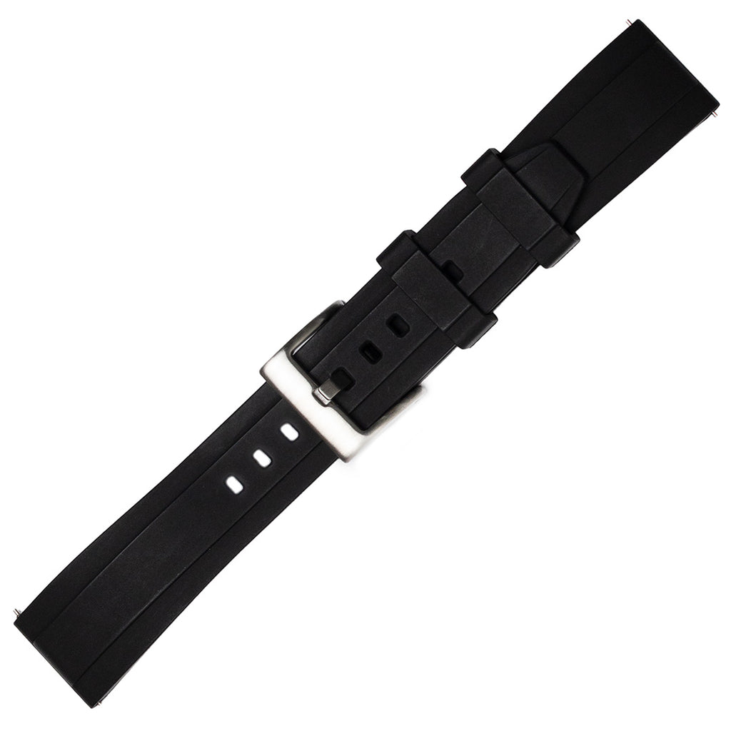 time+ FKM Rubber Raised Line Quick Release Watch Strap Black