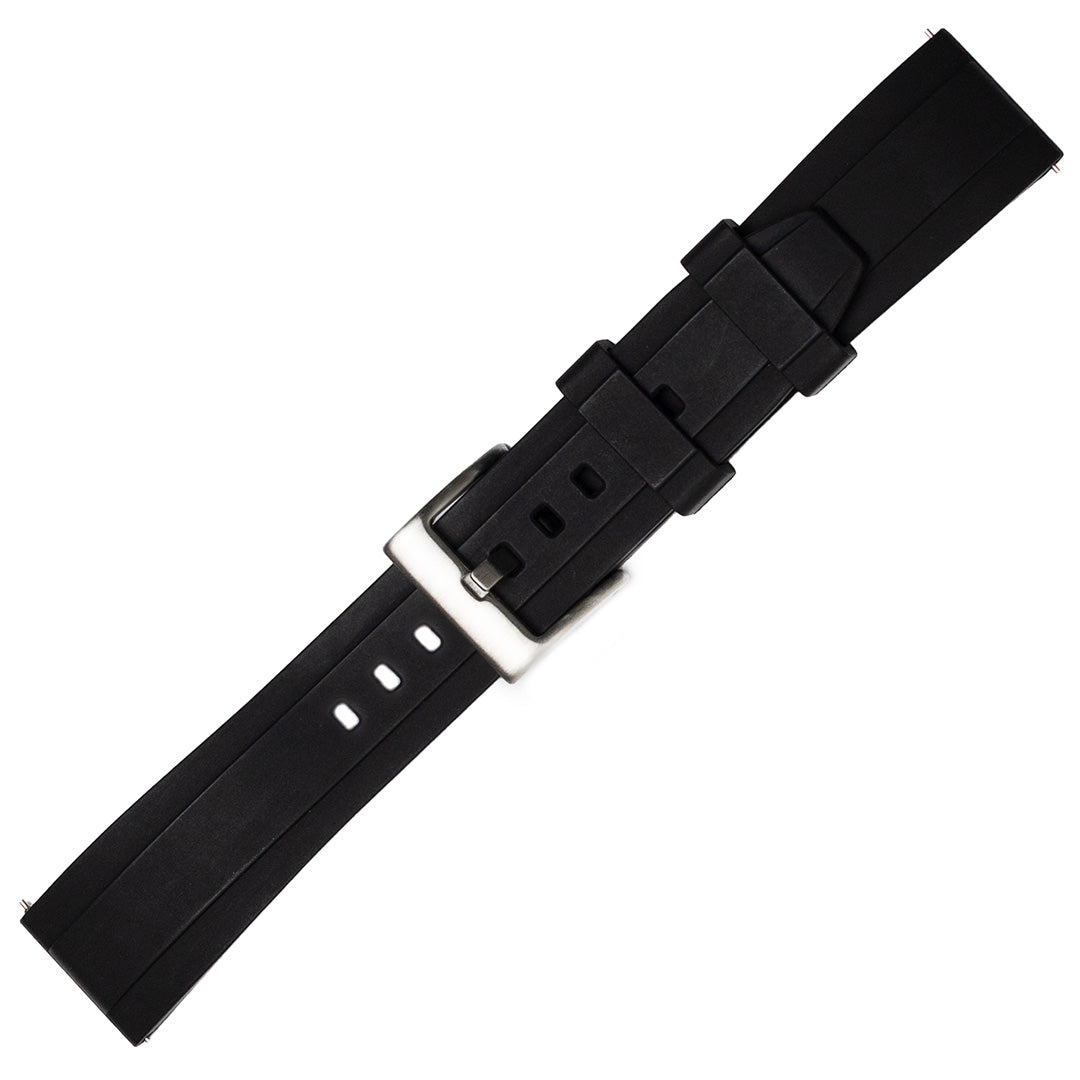 time+ FKM Rubber Raised Line Quick Release Watch Strap Black