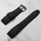 time+ FKM Rubber Raised Line Quick Release Watch Strap Black