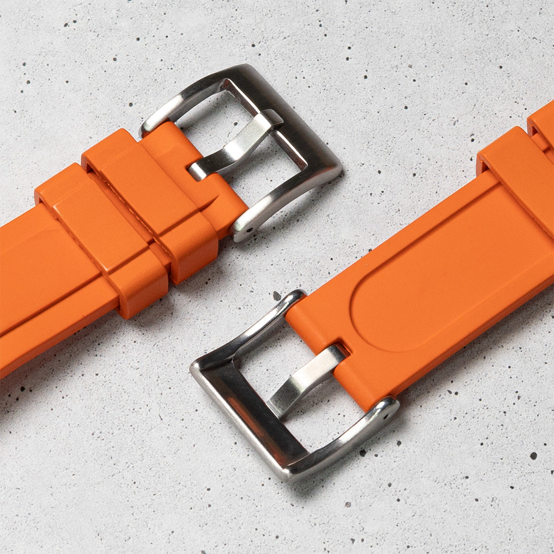 time+ FKM Rubber Raised Line Quick Release Watch Strap Orange