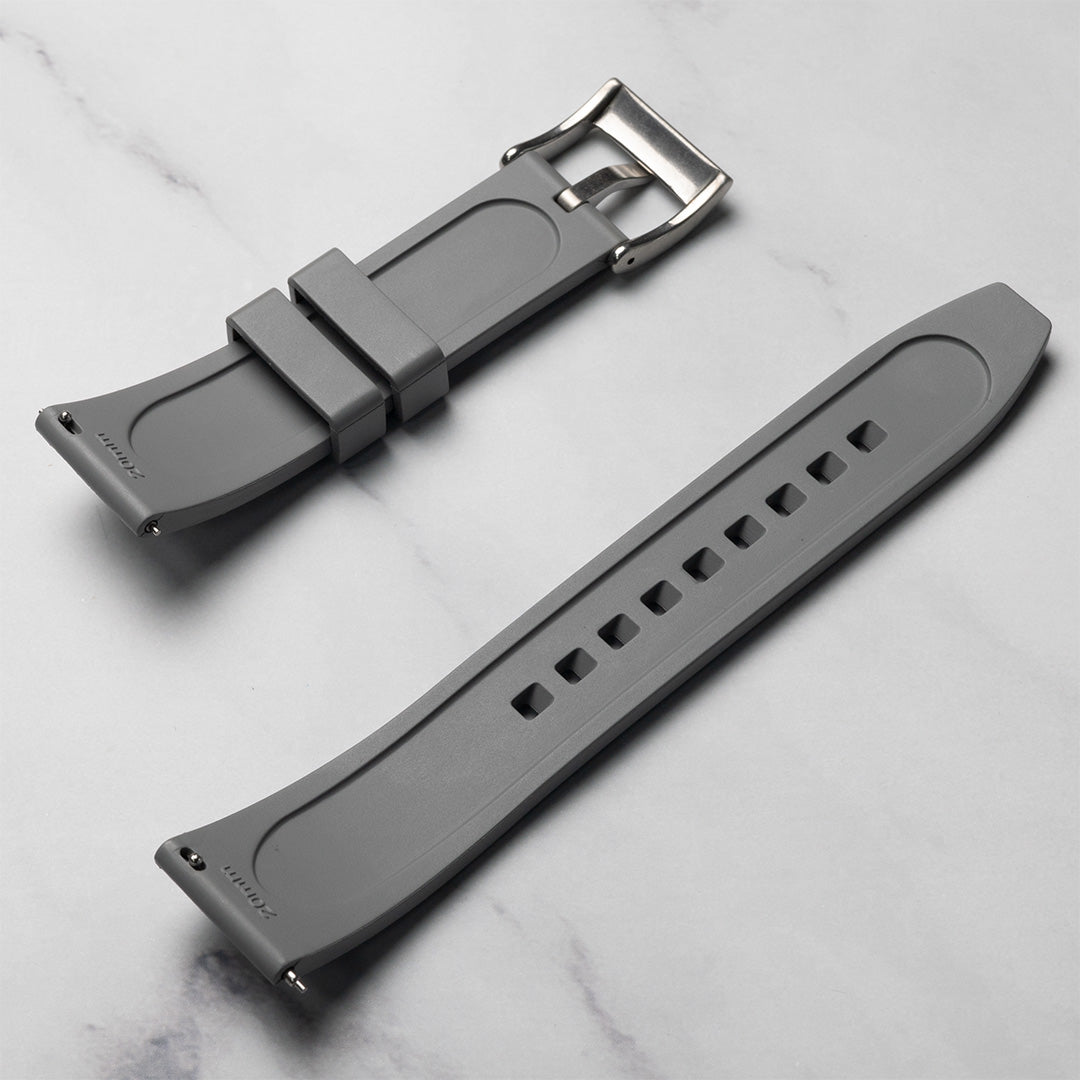 time+ FKM Rubber Raised Line Quick Release Watch Strap Grey