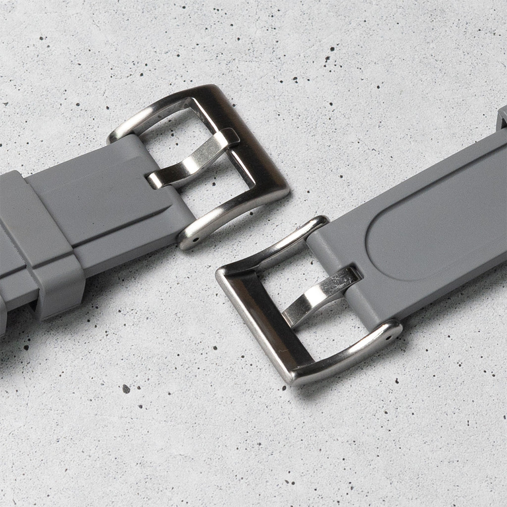 time+ FKM Rubber Raised Line Quick Release Watch Strap Grey